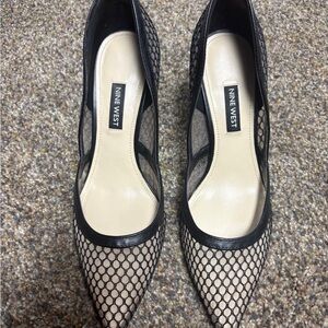 Nine West Black and Cream Mesh Heels